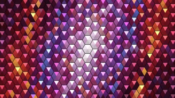 Fondo Con Patrón Triángulos Convexos Plano Brillante Multicolor — Vídeo de stock