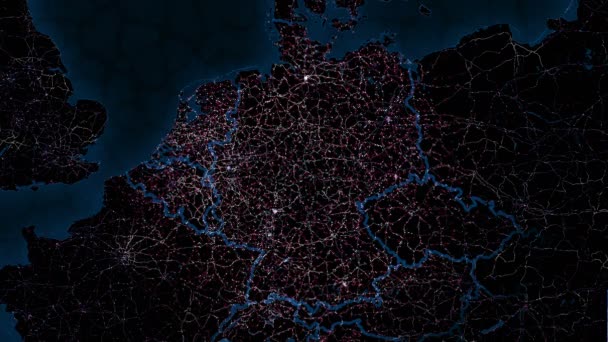 Karte Von Deutschland Nachtsicht Aus Dem All — Stockvideo