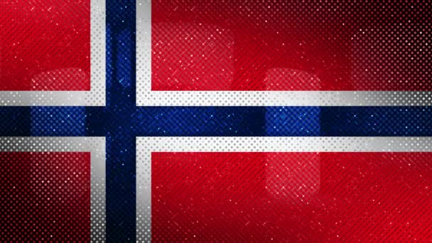 Die Flagge Norwegens. Ein flimmerndes Pixelmuster. — Stockvideo