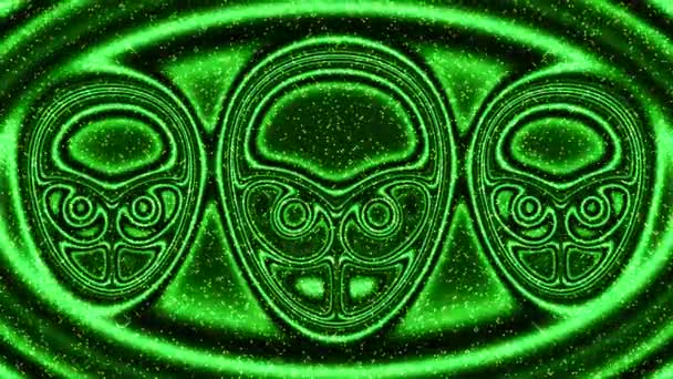 緑のエイリアン。波状の抽象化におけるヒューマノイドのイメージ. — ストック動画