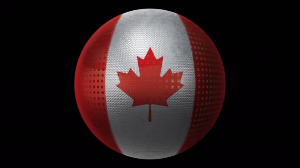 Bandera de Canadá como icono. Bola giratoria con textura. — Vídeos de Stock