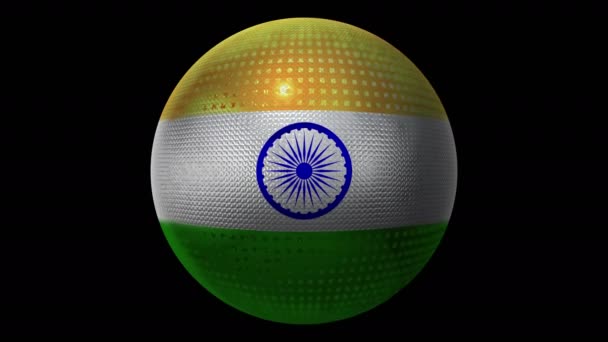 印度国旗是一个图标.具有质感的旋转球. — 图库视频影像