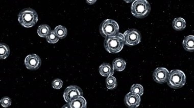 UFO 'lar yıldızlı gökyüzünün arka planında uçar..