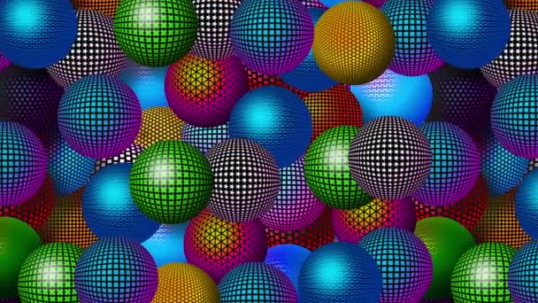 Bolas abstractas con varios adornos coloridos. — Vídeo de stock