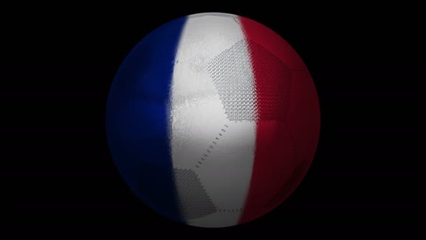 Do Francji. Futbol i flaga. Piłka nożna w obrocie i flaga zintegrowana w nim. — Wideo stockowe