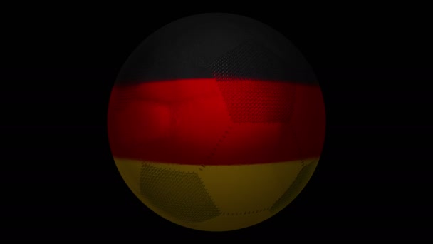 Deutschland. Fußball und Flagge. Rotationsfußball und eine in ihn integrierte Fahne. — Stockvideo