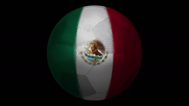 México. Fútbol y bandera. Balón de fútbol en rotación y una bandera integrada en él. — Vídeos de Stock