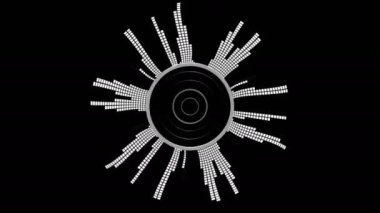 Sanal dairesel eşitleyici. Siyah beyaz karelerden oluşan dikey sütunlar, bir gece kulübü için dinamik piksel titreşimler veya gösterim.