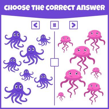 Aşağı yukarı eşit. Numarayı karşılaştır. Oyun sayıyorum. Eğitici matematik oyunu. Çocuklar için matematik oyunu.