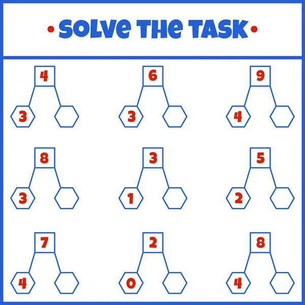 Λύσε Θέμα Μαθηματικό Παιχνίδι Παζλ Φύλλο Εργασίας Μαθαίνω Μαθηματικά Καθήκοντα — Διανυσματικό Αρχείο