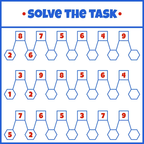 Lösen Sie Die Aufgabe Mathematisches Puzzlespiel Arbeitsblatt Mathematik Lernen Aufgaben — Stockvektor