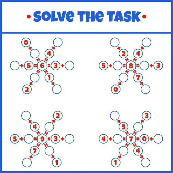 Résoudre Tâche Jeu Puzzle Mathématique Feuille Travail Apprendre Les Mathématiques — Image vectorielle