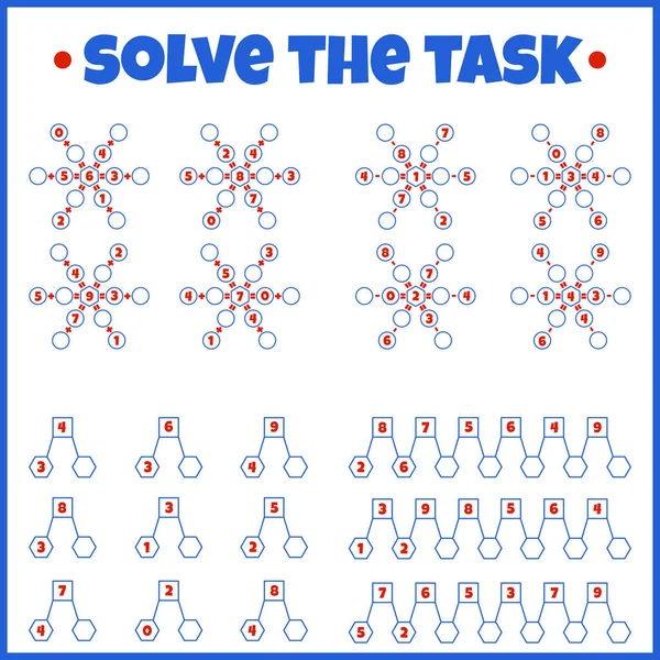 Σύνολο Της Λύσει Έργο Μαθηματικό Παιχνίδι Παζλ Φύλλο Εργασίας Μαθαίνω — Διανυσματικό Αρχείο