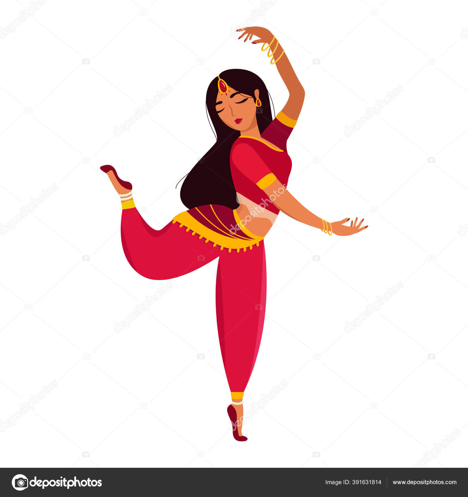 Bharatanatyam dancer illustration Vector Art Stock Images | Depositphotos