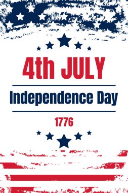 ABD Bağımsızlık Günü kartı. Bağımsızlık Günü. 4 Temmuz tebrik kartı. Amerika Birleşik Devletleri Günü. Vektör illüstrasyonu.