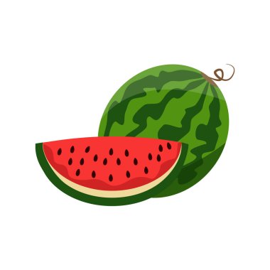 Beyaz arka planda karpuz izole edilmiş. Karpuz düz simgesi.