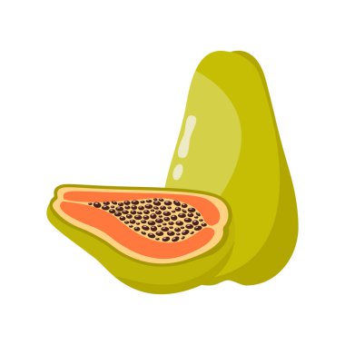 Papaya beyaz arka planda izole edildi. Papaya düz simgesi.