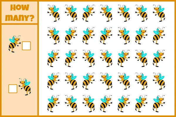 Juego Matemático Educativo Cuenta Número Abejas Cuente Cuántas Abejas Cuenta — Vector de stock