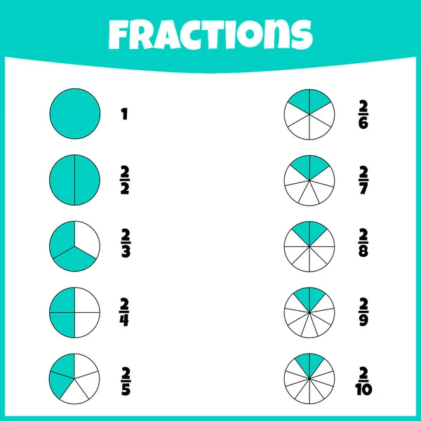 Des Fractions Mathématiques Des Fractions Ensemble Segments Cercle Apprendre Les — Image vectorielle