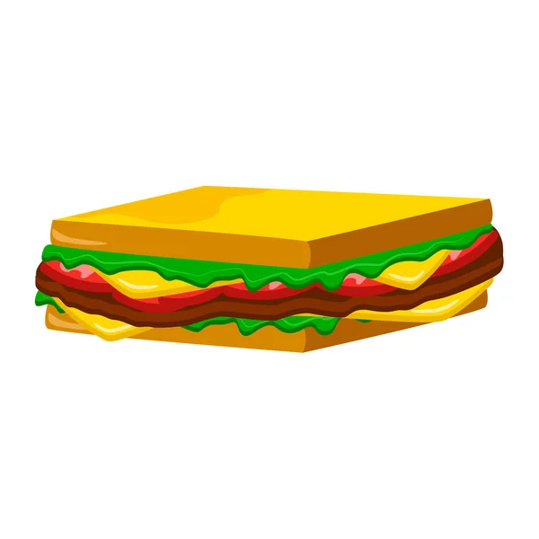 Icône Sandwich Sandwich Sur Fond Blanc Icône Plate Sandwich Illustration — Image vectorielle