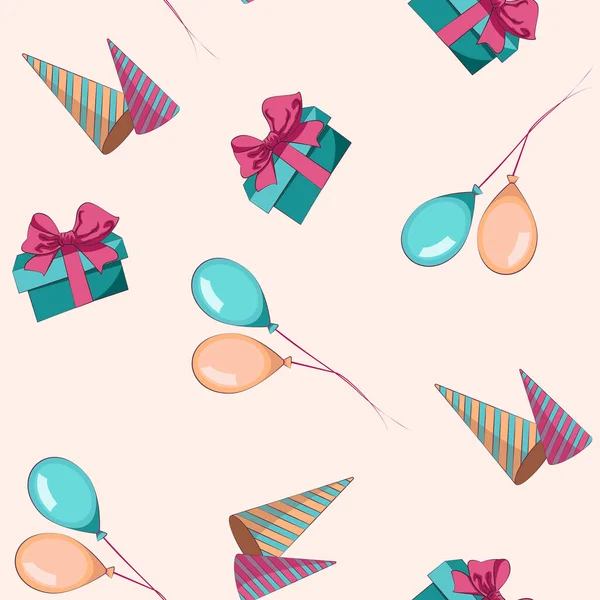 Modèle Anniversaire Modèle Avec Des Ballons Des Cadeaux Joyeux Anniversaire — Image vectorielle