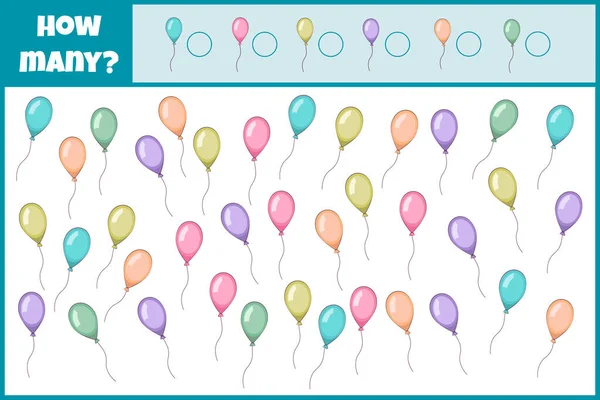 Jeu Mathématique Éducatif Comptez Nombre Ballons Comptez Combien Ballons Jeu — Image vectorielle