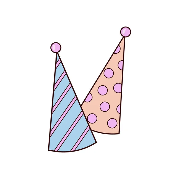 Party Birthday Hat Vector Line Icon Party Hat Outline Illustration — Stock Vector