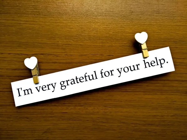 Sentence Very Grateful Your Help White Paper White Heart Shapes — Stock Photo, Image