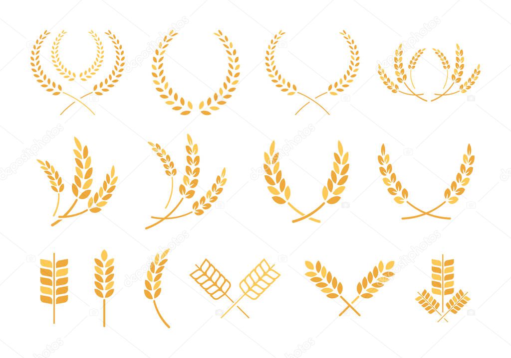 Set of wheat logo template vector bake icon design