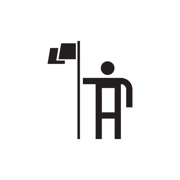 Homme Tenir Drapeau Vecteur Icône Logo Design — Image vectorielle
