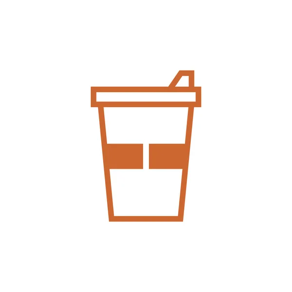 Paper Cup Vector Icon Logo Design — Stock Vector