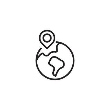 Pin vektör logo dizayn şablonuna sahip dünya