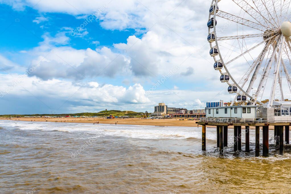 Ferris wheel on the beach of Scheveningen, Dutch Coast, Holland, Netherlands.
