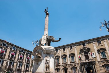 Fil heykeli çeşmesi, Catania, İtalya.