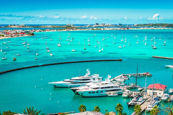 Luxusní Jachty Čluny Přístavu Marigot Martin Karibik — Stock fotografie