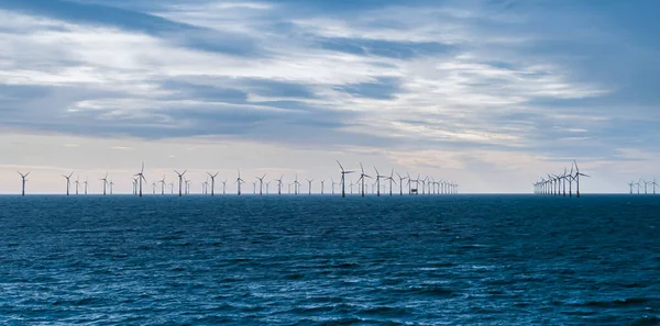 Turbiny Wiatrowe Morzu Morska Farma Wiatrowa Morzu Północnym — Zdjęcie stockowe