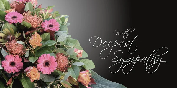 Çiçek Aranjmanlı Sempati Mesajı Kartı — Stok fotoğraf