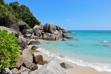 Gümüş plaj, Crystal Bay plajı Koh Samui Adası, Tayland.