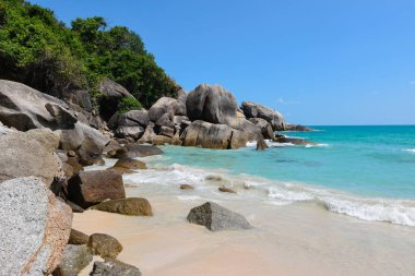 Koh Samui 'deki Silver Beach, Tayland Güzel beyaz plajlı Tropikal cennet.