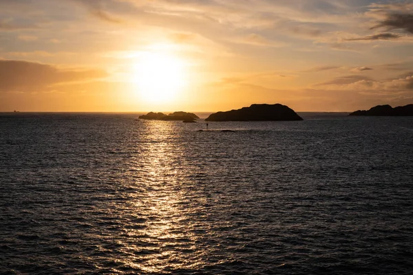 Puesta Sol Sobre Mar Noruega — Foto de Stock