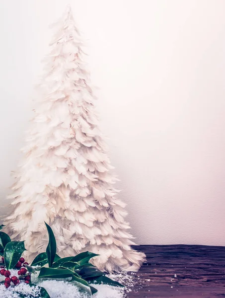 Christmas tree made of white feathers.