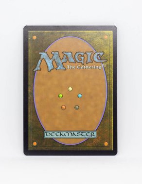 Back view of a Magic the gathering card on white background clipart