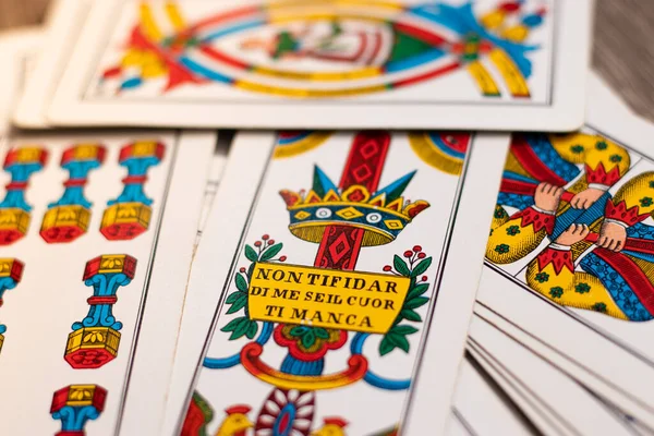 Cartões Triestinos Velho Jogo Europeu Originário Itália Norte Que Coloca — Fotografia de Stock