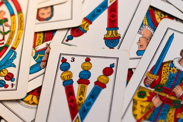 Cartões Triestinos Velho Jogo Europeu Originário Itália Norte Que Coloca Imagem De Stock