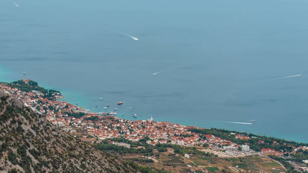 Vista Cidade Bol Aldeia Brac Vista Distante Montanha Vidova Gora — Fotografia de Stock