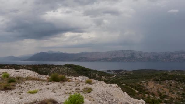 Panoramatický Panoramatický Výhled Vrcholu Ostrova Brač Blízko Lomu Pohled Chorvatské — Stock video