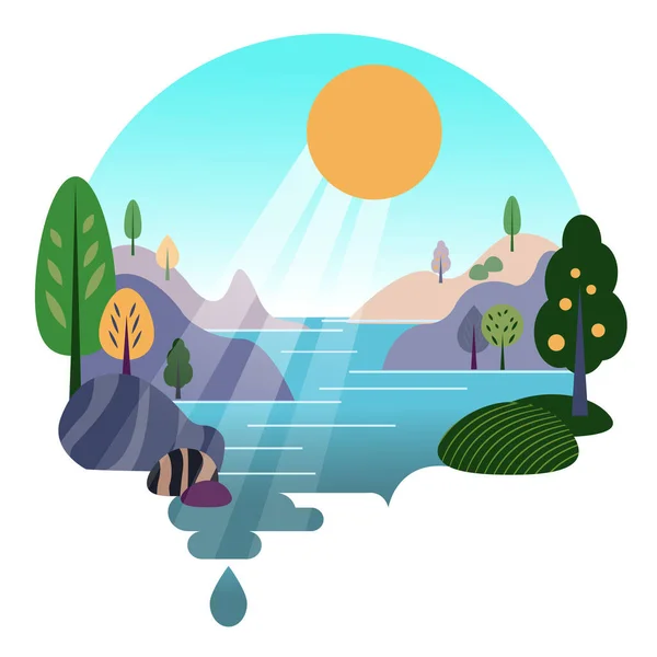 Paisaje Montañas Mar Verano Vector Ilustración Del Verano — Archivo Imágenes Vectoriales