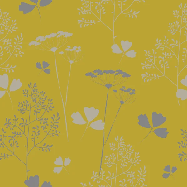 Motif Fleurs Champ Fond Prairie Sauvage Sorcière Herbes Pour Tissu — Image vectorielle