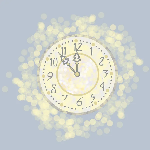 Shining New Year Clock Vector Festive Illustration — Stock Vector