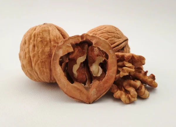 Walnuts Juglans Regia White Background Isolated — Stock Photo, Image